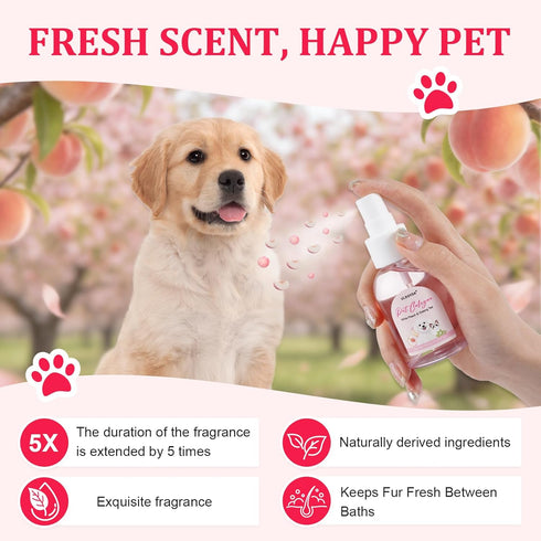 2.37 oz Premium Dog Cologne, White Peach & Oolong Tea Dog Perfume, Long-Lasting Deodorant Spray for Smelly Dogs
