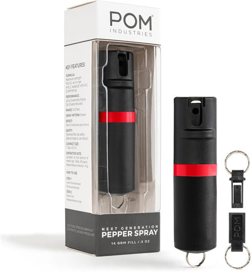 POM Pepper Spray Maximum Strength OC Spray Flip Top Keychain - 25 Bursts, 10ft Range, Accurate Stream Pattern