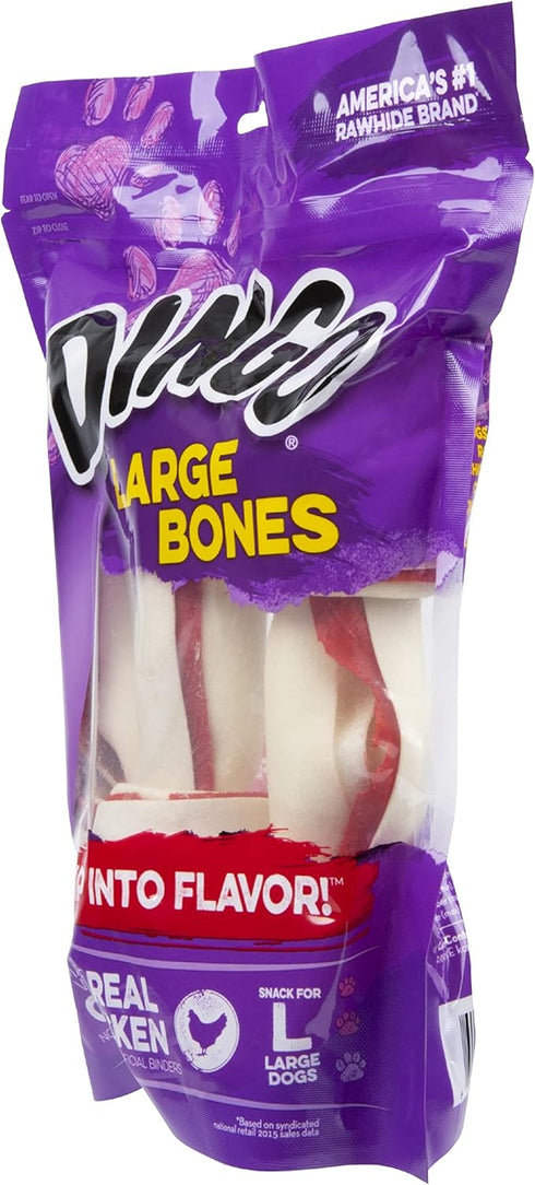 Large Dingo Rawhide Bone, 3-Count