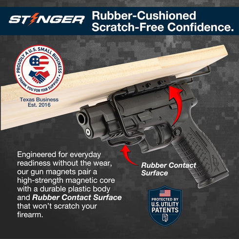 U2 Stinger Gun Magnet Mount, Magnetic Gun Mount Holster with Inner Barrel Support, Gun Magnets for Car, Truck, Safe