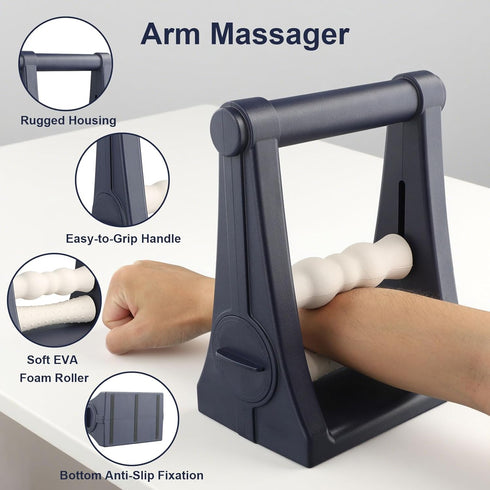 PebblePulse Elbow Forearm Massager Adjustable Pressure Forearm Massager for Tennis Relief, Self-Massage Roller