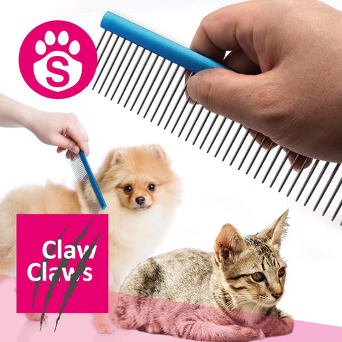 Greyhound Comb for Dogs & Cats, Oval Handle, Metal Comb with Stainless Steel Pins, Detangling Grooming Tool