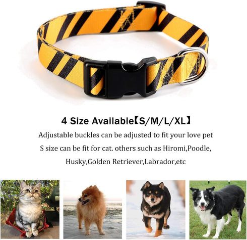 2PCS Adjustable Halloween Dog Collar with Wizard School Printing and Funny Leash for Medium Pets (Yellow, Medium)