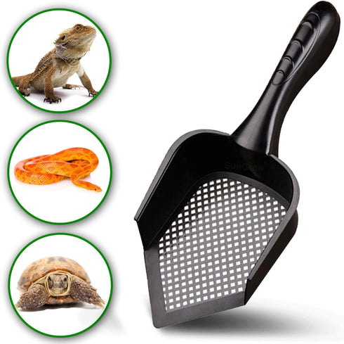 SunGrow Reptile Litter Scoop, Pointed Edge Shovel for Cat & Chicken Coop, Black, 1 Pc per Pack