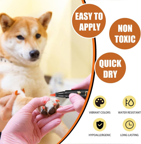 Quick Dry Dog Nail Polish Pens, 12 Colors Pet Nail Polish Kit for Dogs, Cats, and Birds, Easy to Apply