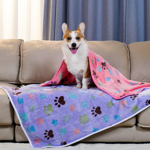 1 Pack 6 Blankets Dog Cat Soft Fluffy Fleece Pet Blanket, Warm Cute Print Design, Large 41"x31"