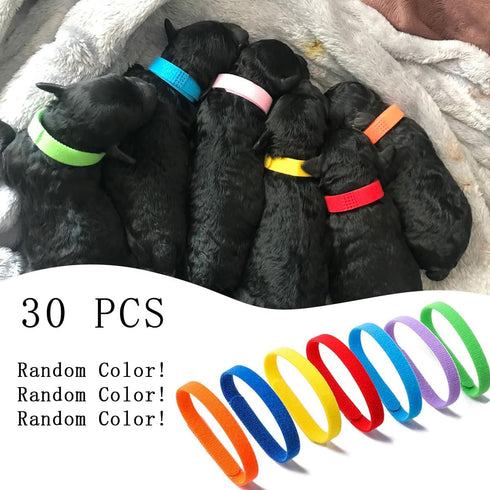 30 PCS Newborn Puppy Collars, Whelping Newborn Pet Collars, Double-Sided Soft Adjustable ID Bands for Newborn Dog