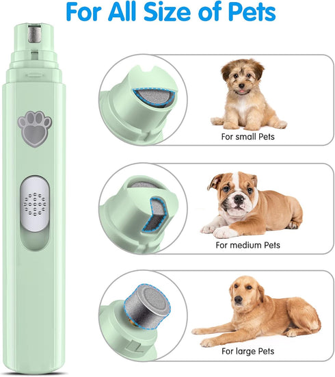 Dog Nail Grinder, 2-Speed Rechargeable Nail Trimmers for Large, Medium & Small Dogs, Quiet Grooming Tool for Cats