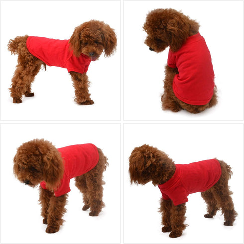 Lovelonglong Pet Clothing Dog Costumes Basic Blank T-Shirt Tee Shirts for Small Dogs, Red S