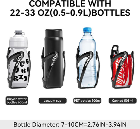 Ultra-Light Bike Water Bottle Holder - Secure and Convenient Holder for Bike (Black)