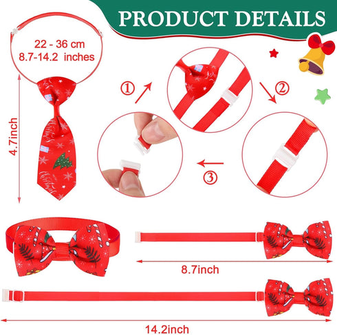 Chunful 150 Pcs Halloween Dog Bow Ties Collars Bulk Adjustable Set for Small Medium Pets (Santa Claus)