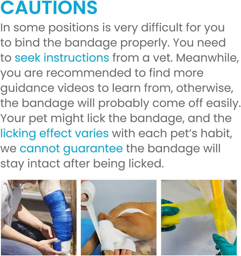 WePet Pet Wrap - Self-Adhesive Non-Woven Tape for Dog Legs, Wounds, First Aid Cohesive Gauze, 6 Rolls (Pawprints A)