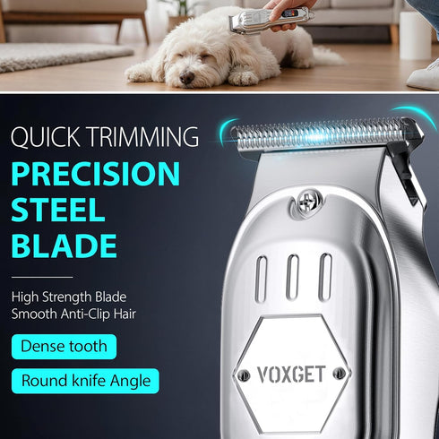 8 Trimmer Dog Clippers for Grooming Thick Hair, Upgrade Low Noise Pet Shaver Kit with Size Combs for Dogs Cats Pets