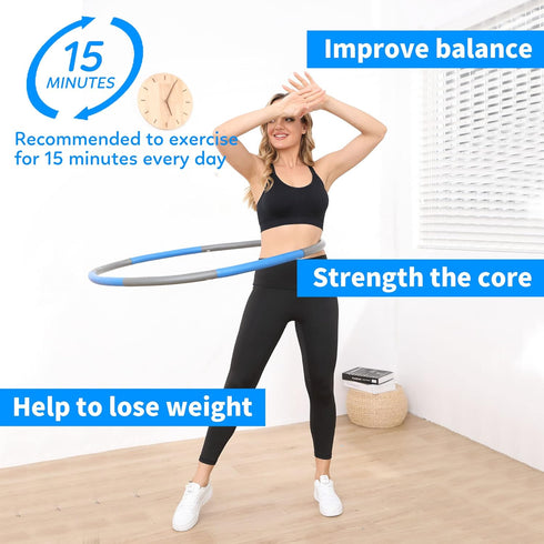 NEOWEEK 2lb Adjustable Exercise Hoops for Adults - Detachable Soft Hoola Weighted Hoop for Weight Loss