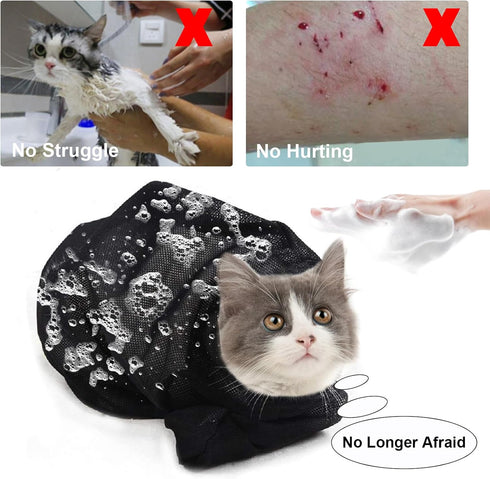 ASOCEA Cat Bathing Bag - Adjustable Grooming Mesh Bag for Bathing, Nail Trimming, Anti-Bite & Anti-Scratch