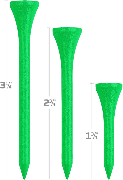 IZZO Golf Wood Golf Tees, Neon Green, 1.75 Inch (Pack of 200)