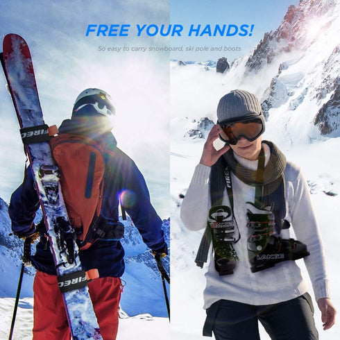 FIREOR Ski Carrier Strap Kit for Snowboard, Pole, and Boot Carry with Adjustable Cushioned Shoulder Sling