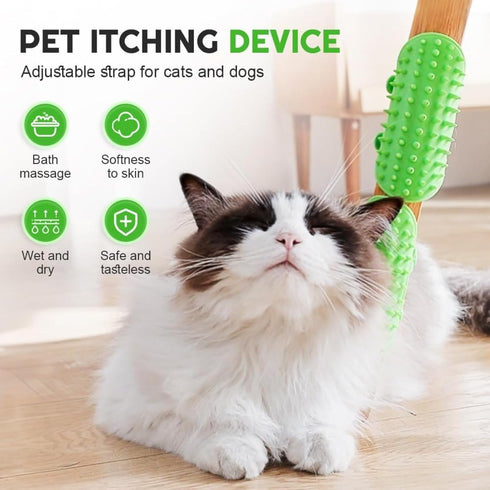 GHSGHS 2-in-1 6.29x4.72x0.39in (Black,1) Self Grooming Cat Brush Toy - Interactive Cat Groomer & Massage Brush