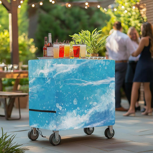 Xumfabuy 80 Cooler Cover, Sea Print Outdoor Bar Cart Cover Compatible with Most Quart Patio Cooler Cart, Ice Chest