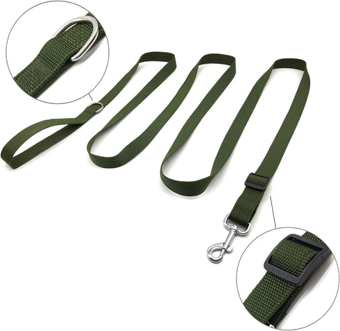 10FT Adjustable Dog Leash, Nylon for Medium Large Dogs, Green