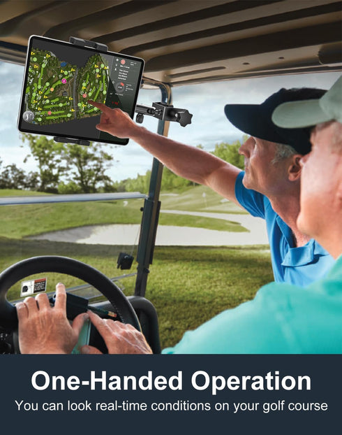 GDZN Golf Cart Tablet Holder, Heavy Duty Square Clip Mount for EZGO/Club Car/Yamaha, 360° Rotatable Stand