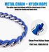 Chain Dog Leash - Chew Proof Metal for Medium Large Dogs, 4FT Blue Anti Chew with Soft Padded Handle