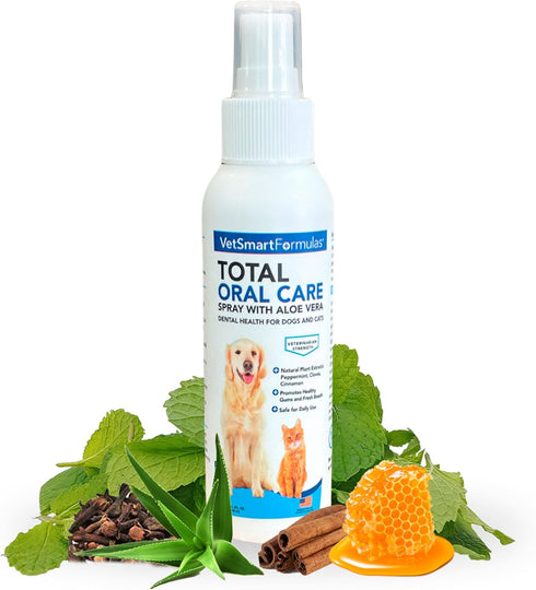 Dog Breath Freshener: Eliminate Bad Breath and Prevent Oral Disease in Dogs and Cats - Teeth Cleaning Spray with Aloe