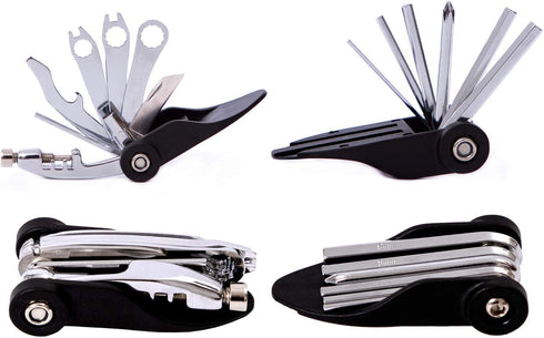 YBEKI NAMUCUO Bike Repair Tool Kits - 19 in 1 Bicycle Tool Set with Saddle Bag and Multi-tool Chain Tool (Black)