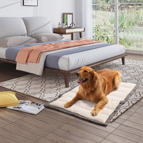 Outdoor Dog Bed, Portable Travel Mat, Rollup Pet Camping Gear, Crate Pad with Carry Handles for Large Dogs, Super Soft,
