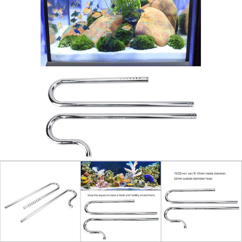 Aquarium Inflow Pipe - Lily Pipe Stainless Steel Surface Skimmer, Durable Outflow Oil-Film Filter Pipe (16/22mm)