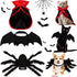 3 Piece Halloween Cat Dog Costume Set - Pet Bat Witch Vampire Cloak, Giant Imitation Spider for Dogs, Cats, Red, S