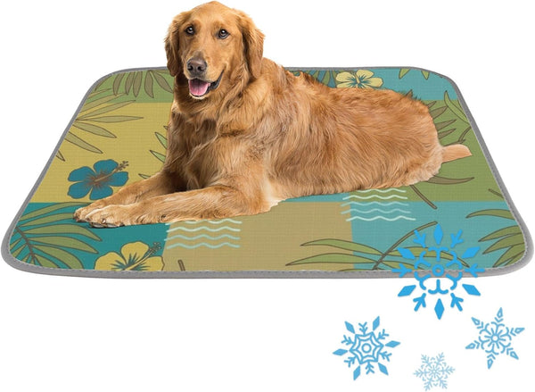 Generic Cooling Blanket for Dogs Cats Ice Silk Cool Dog Mat Palm Leaf