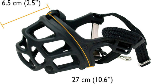 ZEUS Alpha TPR Muzzle for Small Dogs - Comfort Fit Design Prevents Biting, Barking, Chewing, Black
