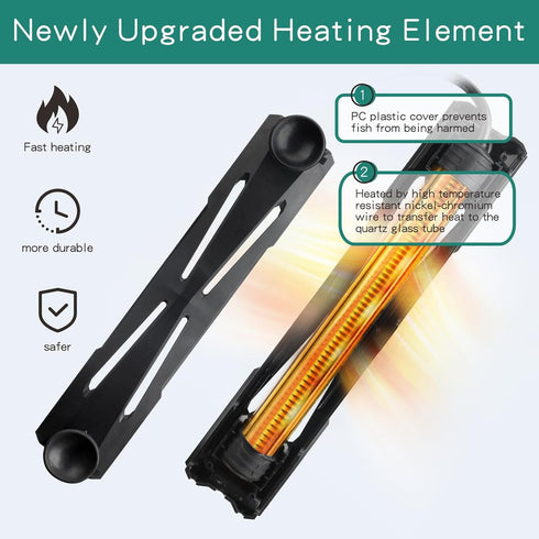 hygger 40-75 Gallon Aquarium Heater, 300W Quartz Submersible Fish Tank Heater with LED Display Controller