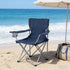 Generic 250LBS, Quad Folding Camp Chair with Cup Holder, Dark Blue, Heavy-Duty Steel Frame, Supports Portable Compact