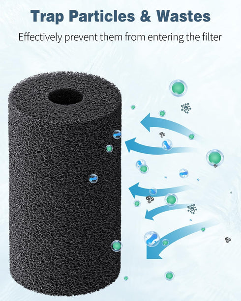 Pawfly 6 Pack Pre-Filter Sponge, Aquarium Filter Sponge 0.4" Intake Foam Roll for Small Fish Tank Accessories