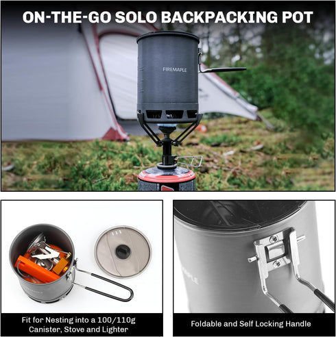 Fire-Maple 600ml G3 Petrel Ultralight Camping Pot, Lightweight Outdoor Heat Exchanger Pot for Hiking Travel (162g)