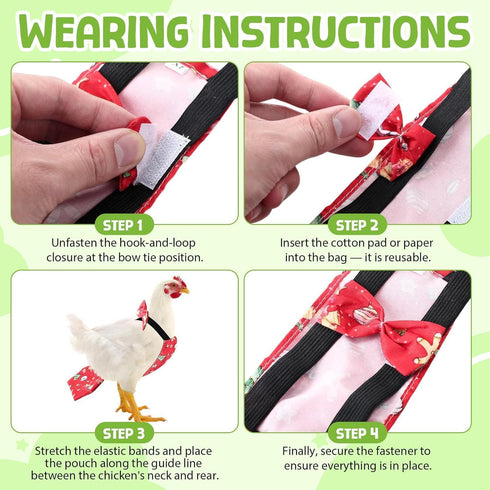8-Pack Adjustable Chicken Diapers - Reusable Waterproof Duck Diapers for Poultry (Large)