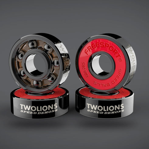 Twolions High Rev 608RS Hybrid Black Ceramic Bearings - Pack of 8 for Inline Skate, Skateboard or Scooter