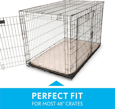 Paw Inspired Washable Padded Crate Mats for Dogs, 47” x 29” Pad, Leakproof Waterproof Bottom, Tan