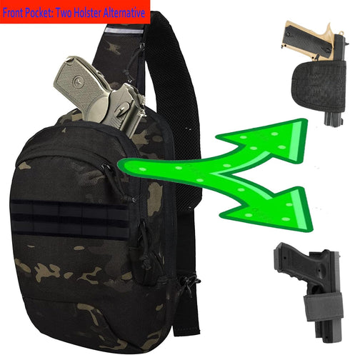 Tactical Sling Chest Bag EDC Shoulder Pack, Universal Dual Holster CCW Compact Bags