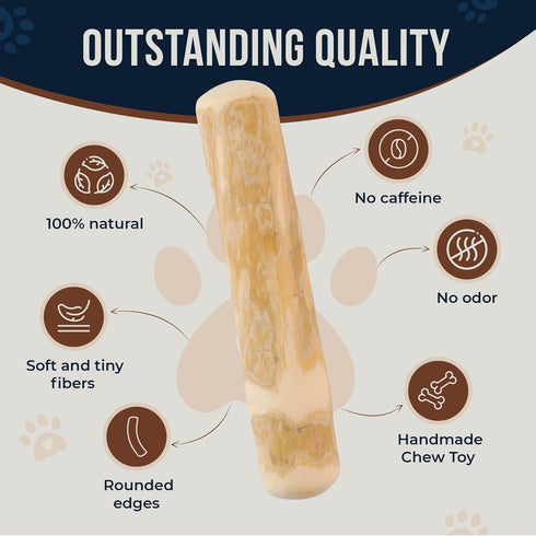 Coffee Wood Dog Chew Stick - 2 Pack Size XS for Puppies Under 11 lbs, 100% Natural Teething Toys for Stress Relief