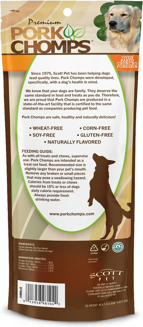 7-inch 1 Count Pork Chomps Dog Chew, Crunchy Bone, Chicken Flavor