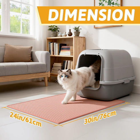 1 Pack 30x24 Inch (Pack 1)) Pieviev Cat Litter Mat Double Layer Waterproof Urine Proof Trapping Mat (Red