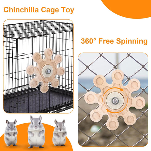 WanZEXine Chinchilla Chinchilla (6.3 Rotating Natural Wood Chew Toys, Interactive Enrichment Rat Enrichment Toys