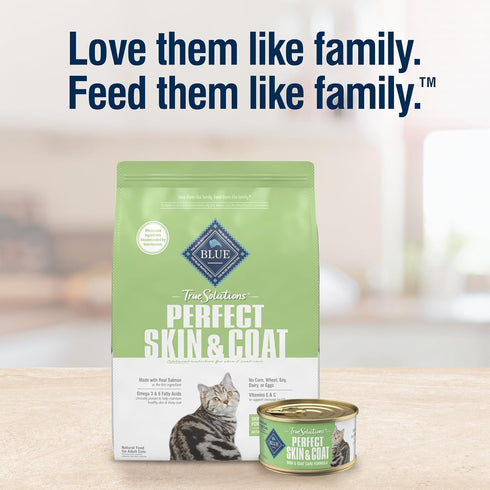 Blue Buffalo True Solutions Perfect Skin & Coat Natural Dry Food for Adult Cats, Salmon, 4-lb Bag