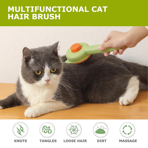 Pet Grooming Brush Kit for Cat and Dog, 4 Pieces Set with Hair Massage Cleaner and 2 Flea Combs for Shedding