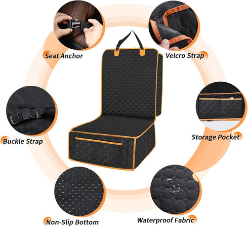 2 Packs Front Seat Car Cover, Waterproof Dog Car Seat Cover, Non-slip & Scratch-Proof, Pet Car Seat Protector with Side