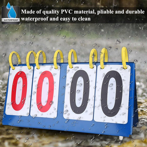 PVC Waterproof Scoreboard, 3-Digit 4-Digit Tabletop Score for Volleyball Basketball Table Tennis