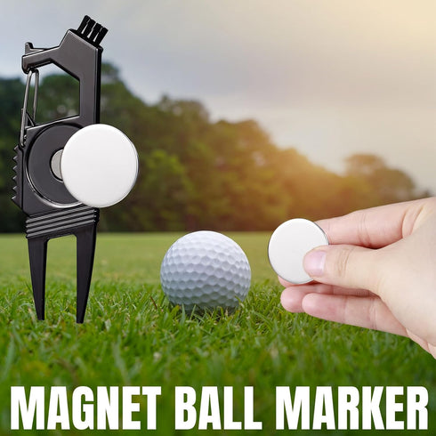 Poen 3 Pcs 7 in 1 Lightweight Golf Divot Tool with Magnetic Ball Marker, Bottle Opener, Club Brush, Groove Cleaner